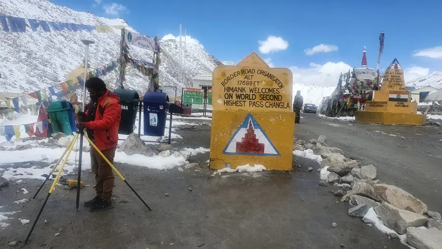 GNSS setup at Chang La pass at 17,688 ft