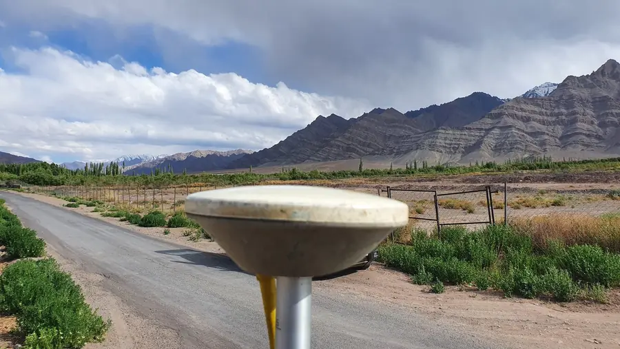 BTPL GNSS observation against the Ladakh ranges — control work at altitude.