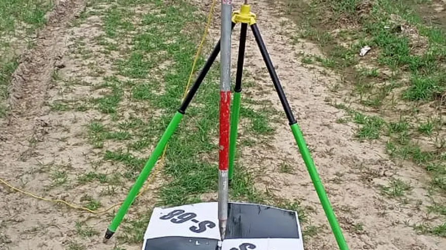 Static GNSS observation over a marked ground control point — a representative BTPL fieldwork image for this survey type